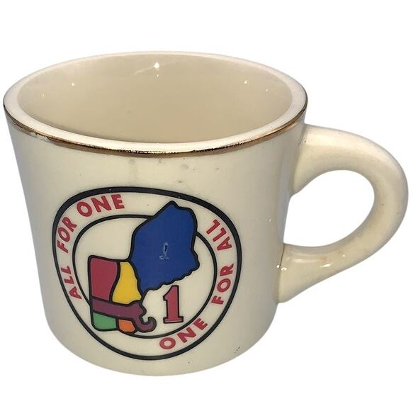 Vintage Boy Scouts of America BSA All for One/One for All Gold Rim Ceramic Mug - Picture 2 of 8
